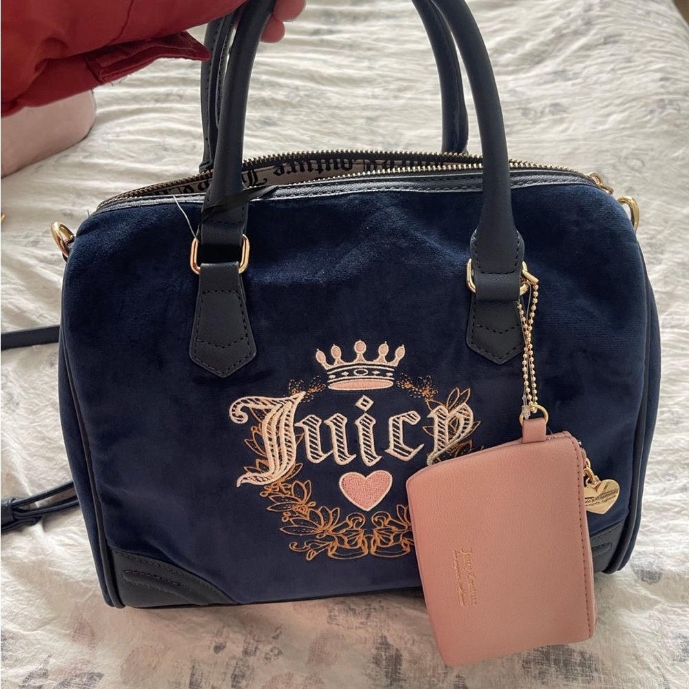 Juicy Couture velour blue bowler bag